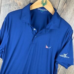 B. Draddy Sport Golf Polo Shirt Mens Blue Large Performance Stretch